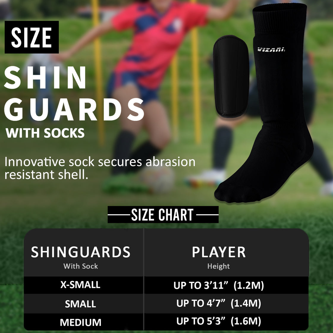 Shin-guard w/ Sock-Black - Vizari Sports