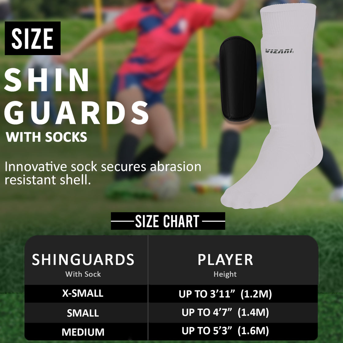 Shin-guard w/ Sock-White - Vizari Sports
