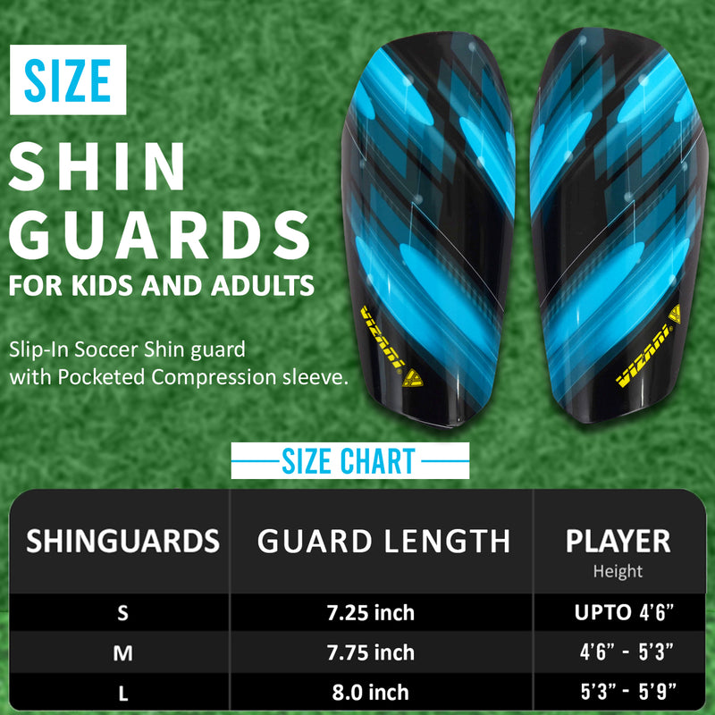 Salinas Soccer Shin Guard with Pocketed Sleeve-Sky/Black - Vizari Sports