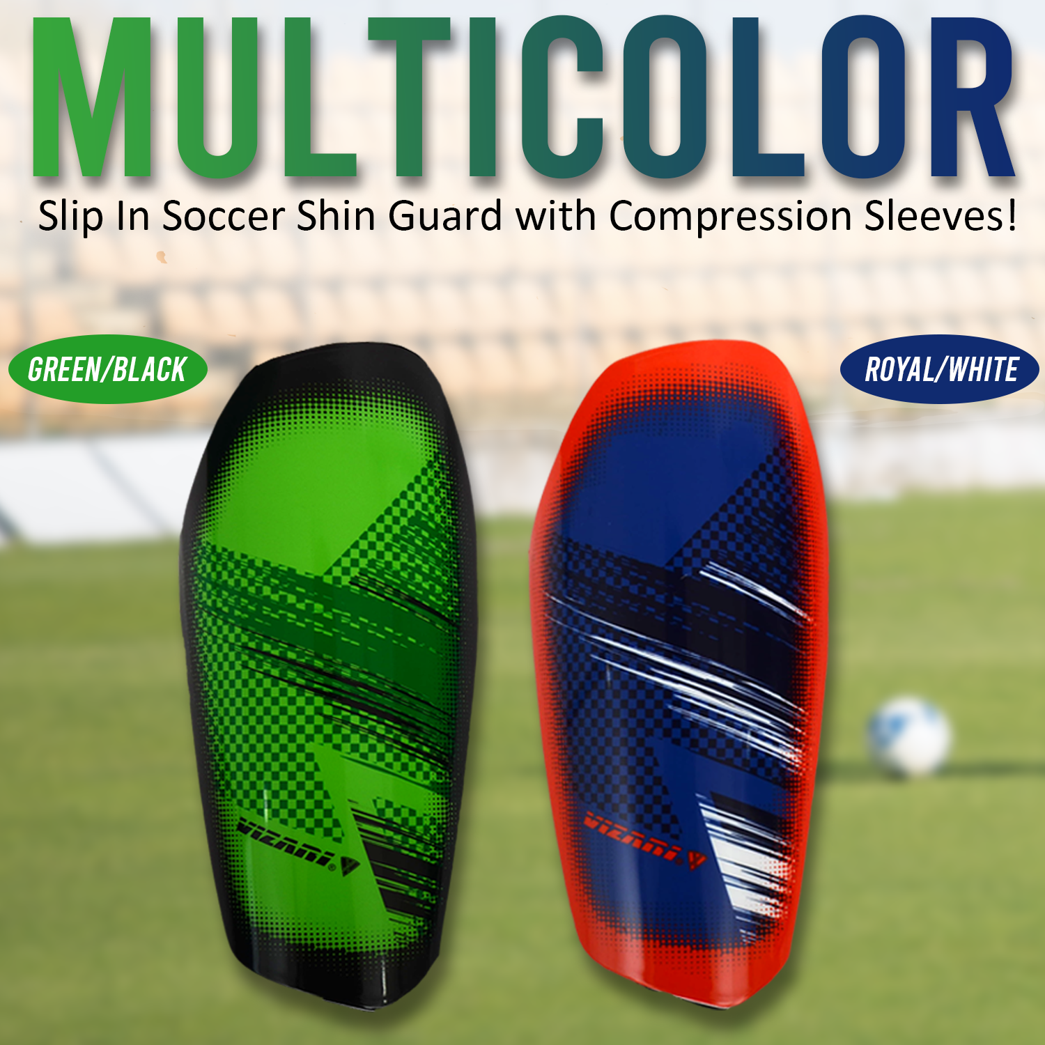 Aptos Soccer Shin Guard with Sleeve-Green/Black