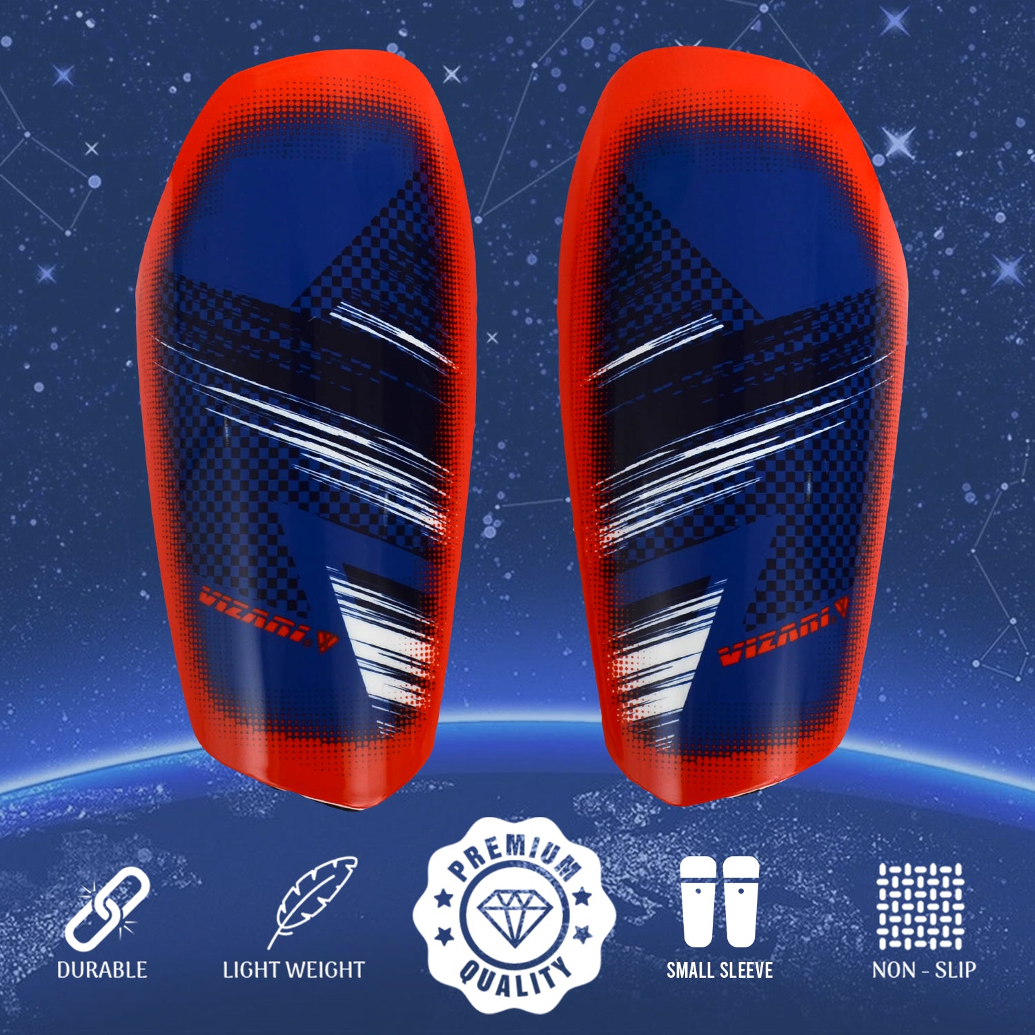 Aptos Soccer Shin Guard with Sleeve-Royal/White