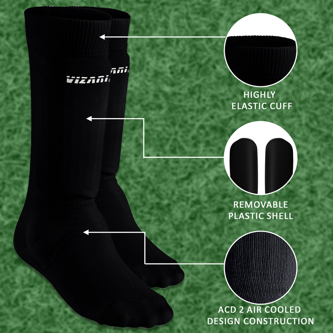 Shin-guard w/ Sock-Black - Vizari Sports