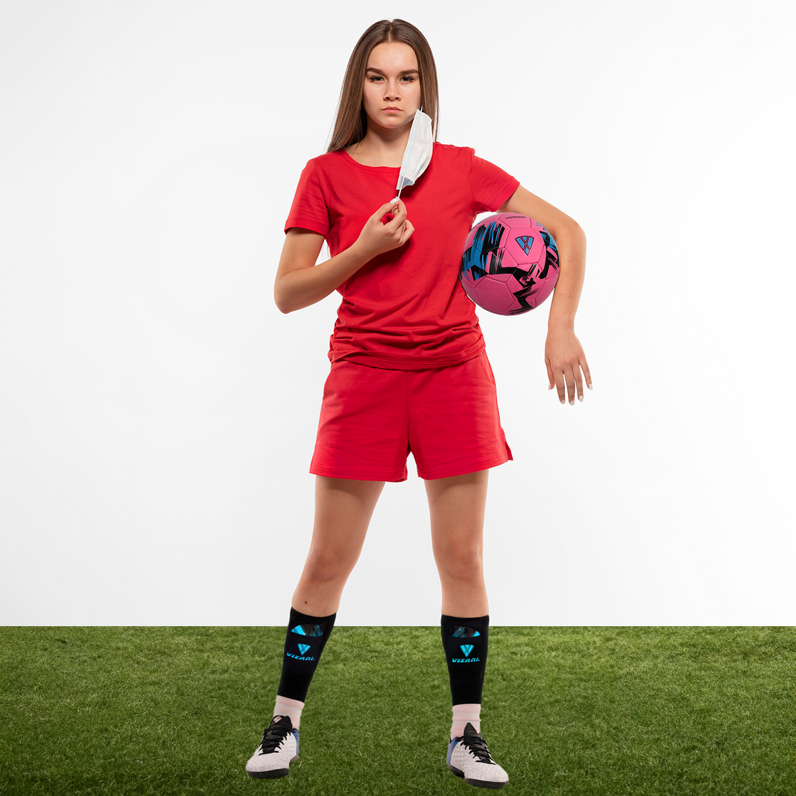 Salinas Soccer Shin Guard with Pocketed Sleeve-Sky/Black - Vizari Sports