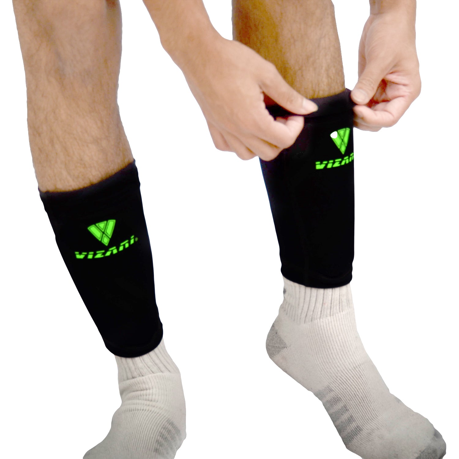 Salinas Soccer Shin Guard with Pocketed Sleeve-Green/Black