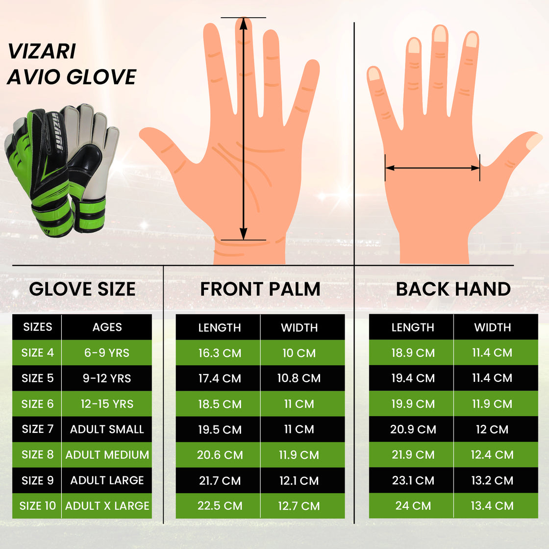 Avio F.P. Goalkeeping Glove-Black/Green - Vizari Sports