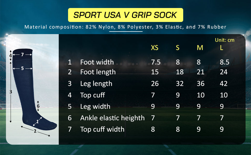 Sport Usa V Grip Sock -White - Vizari Sports
