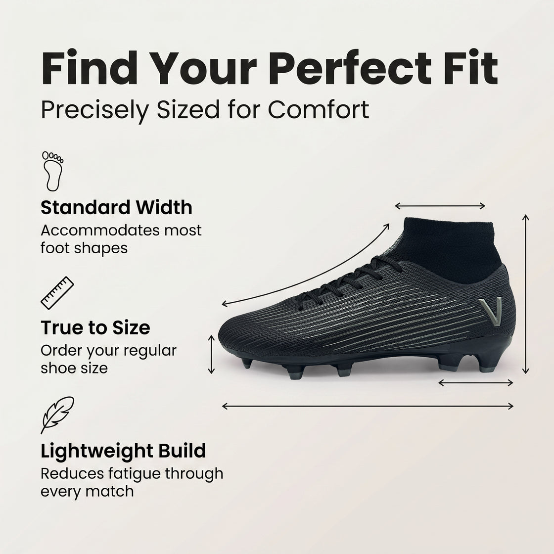 Terron Adult Firm Ground Soccer Cleats - Black