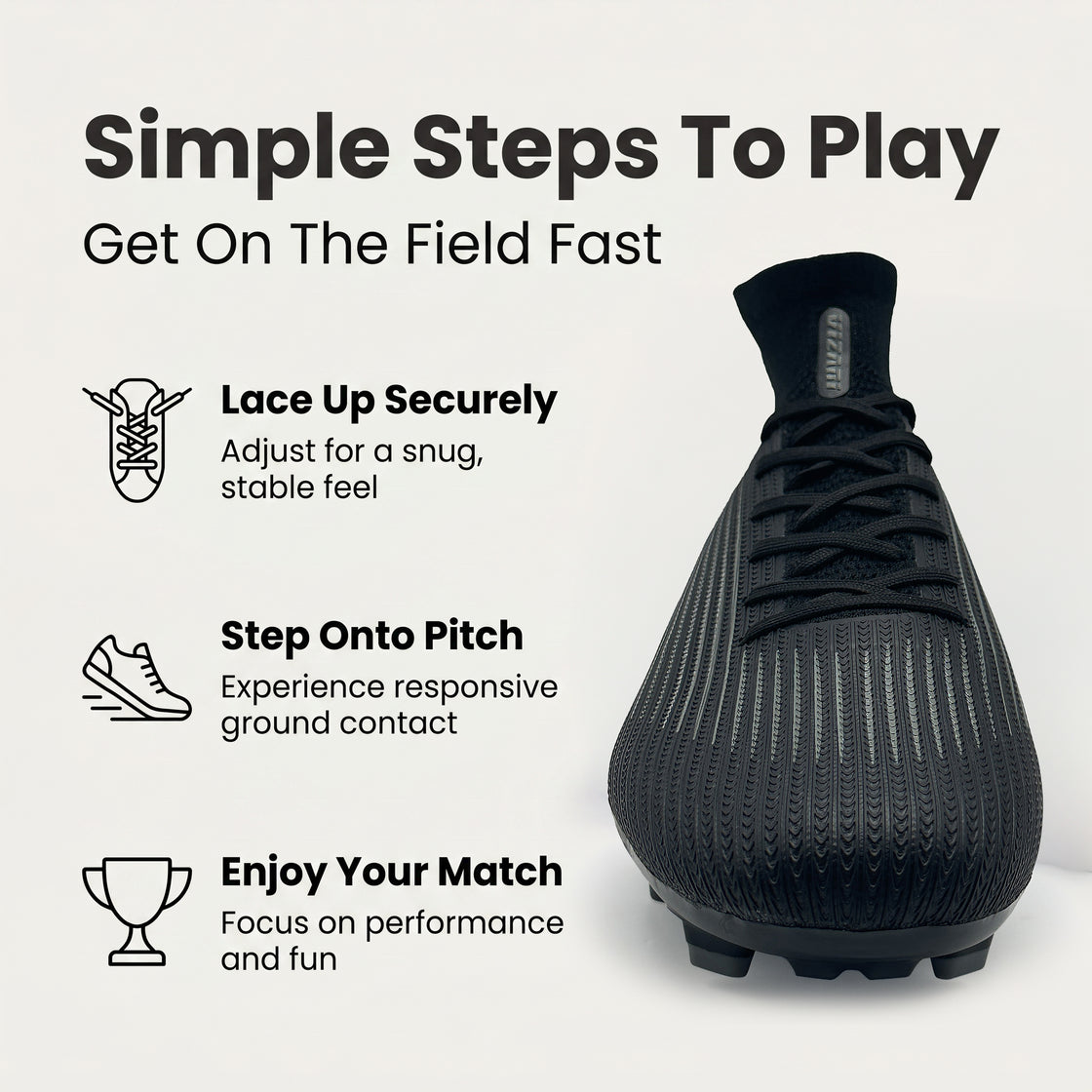 Terron Adult Firm Ground Soccer Cleats - Black