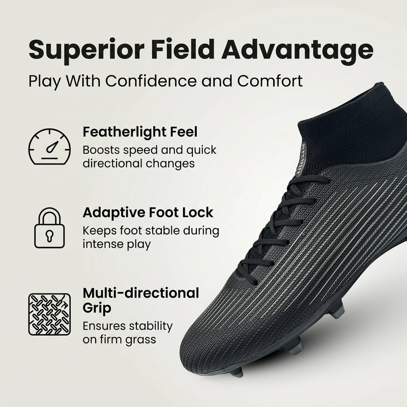 Terron Adult Firm Ground Soccer Cleats - Black