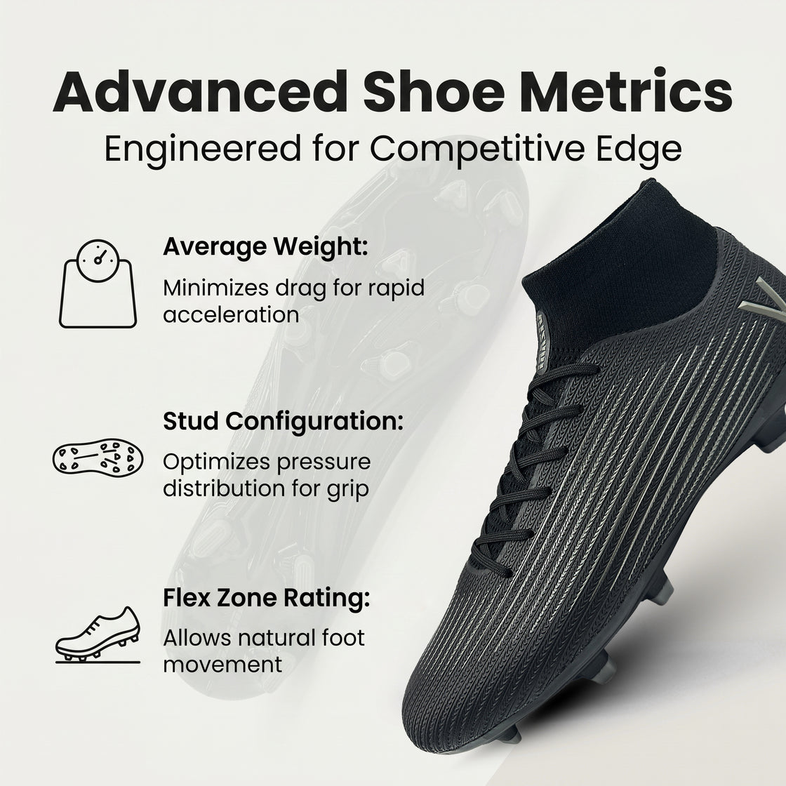 Terron Adult Firm Ground Soccer Cleats - Black