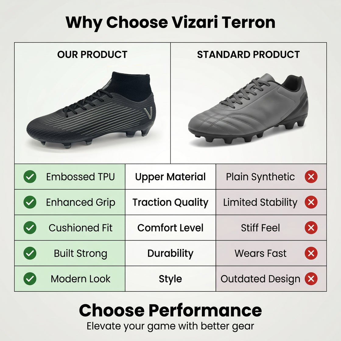 Terron Adult Firm Ground Soccer Cleats - Black