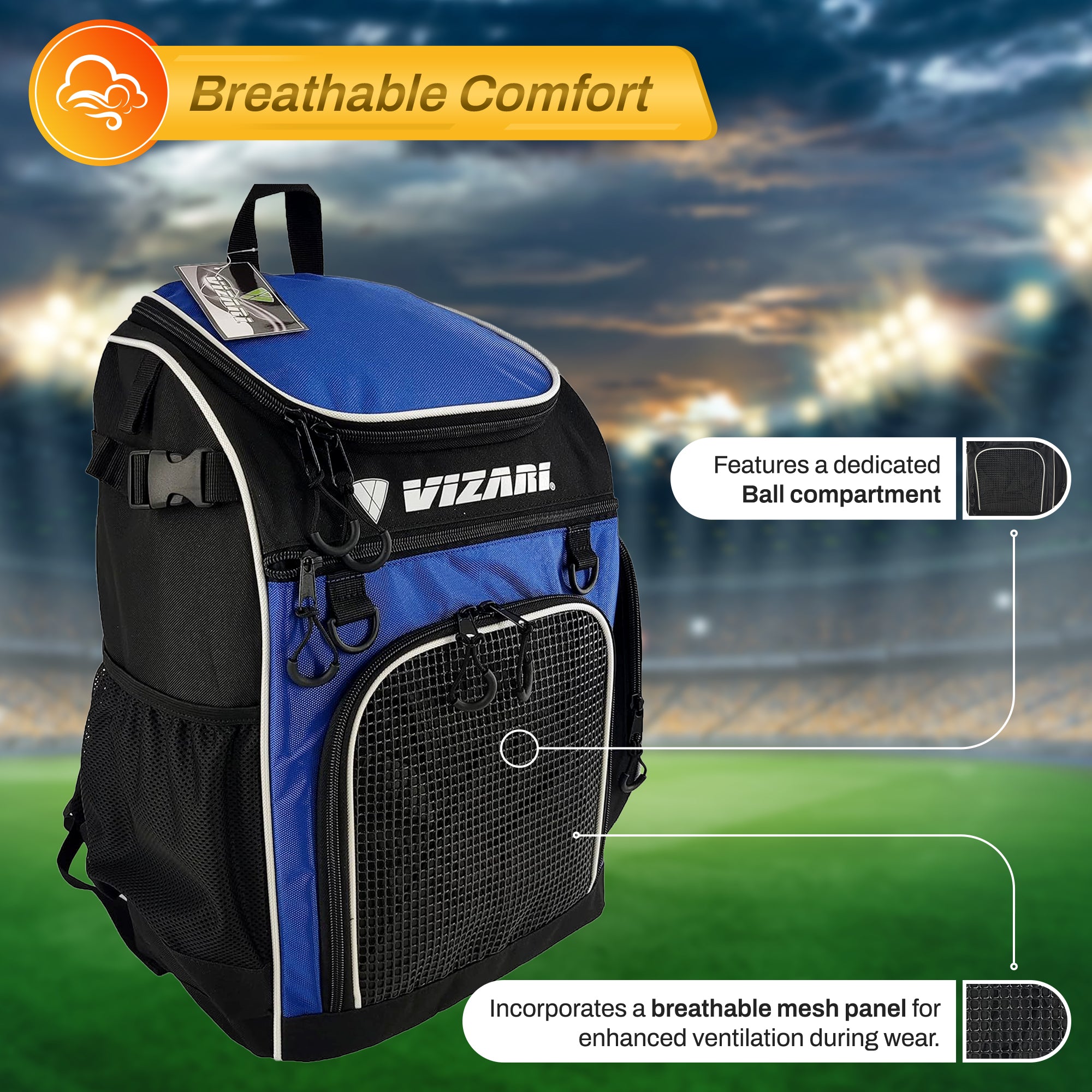 Cambria Soccer Backpack - Royal Blue/White