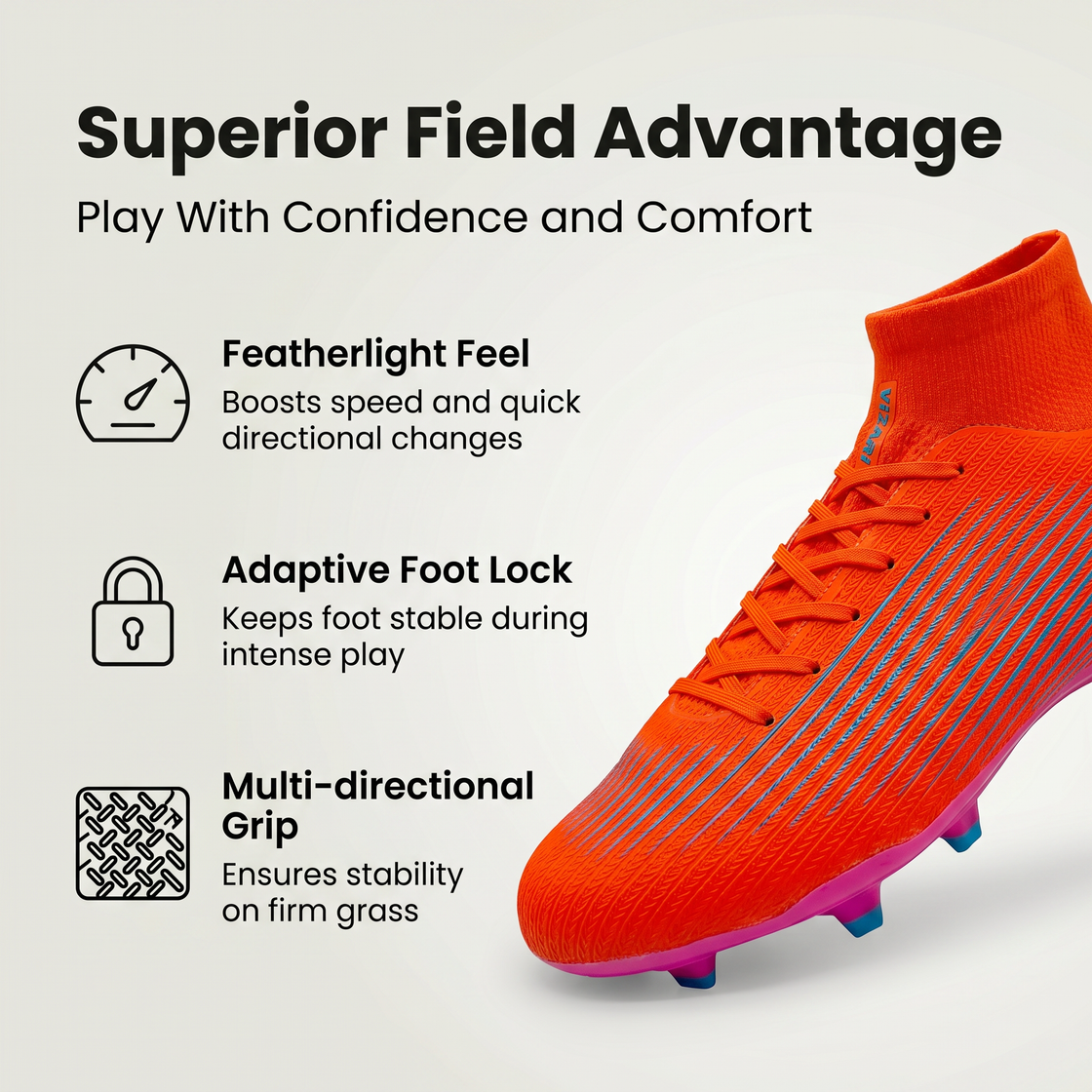 Terron Adult Firm Ground Soccer Cleats - Orange