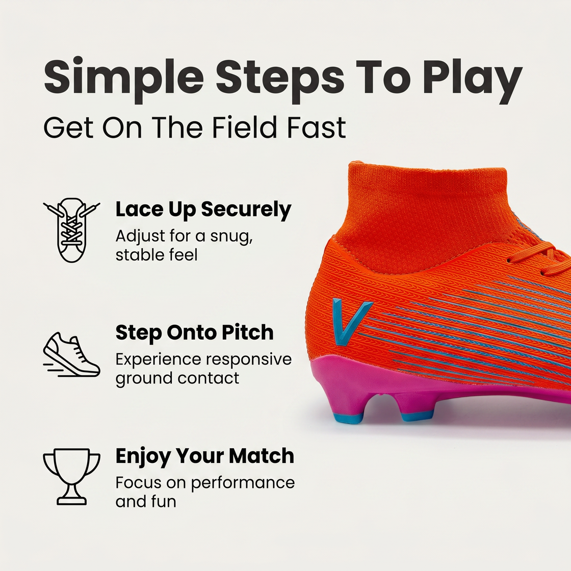 Terron Adult Firm Ground Soccer Cleats - Orange