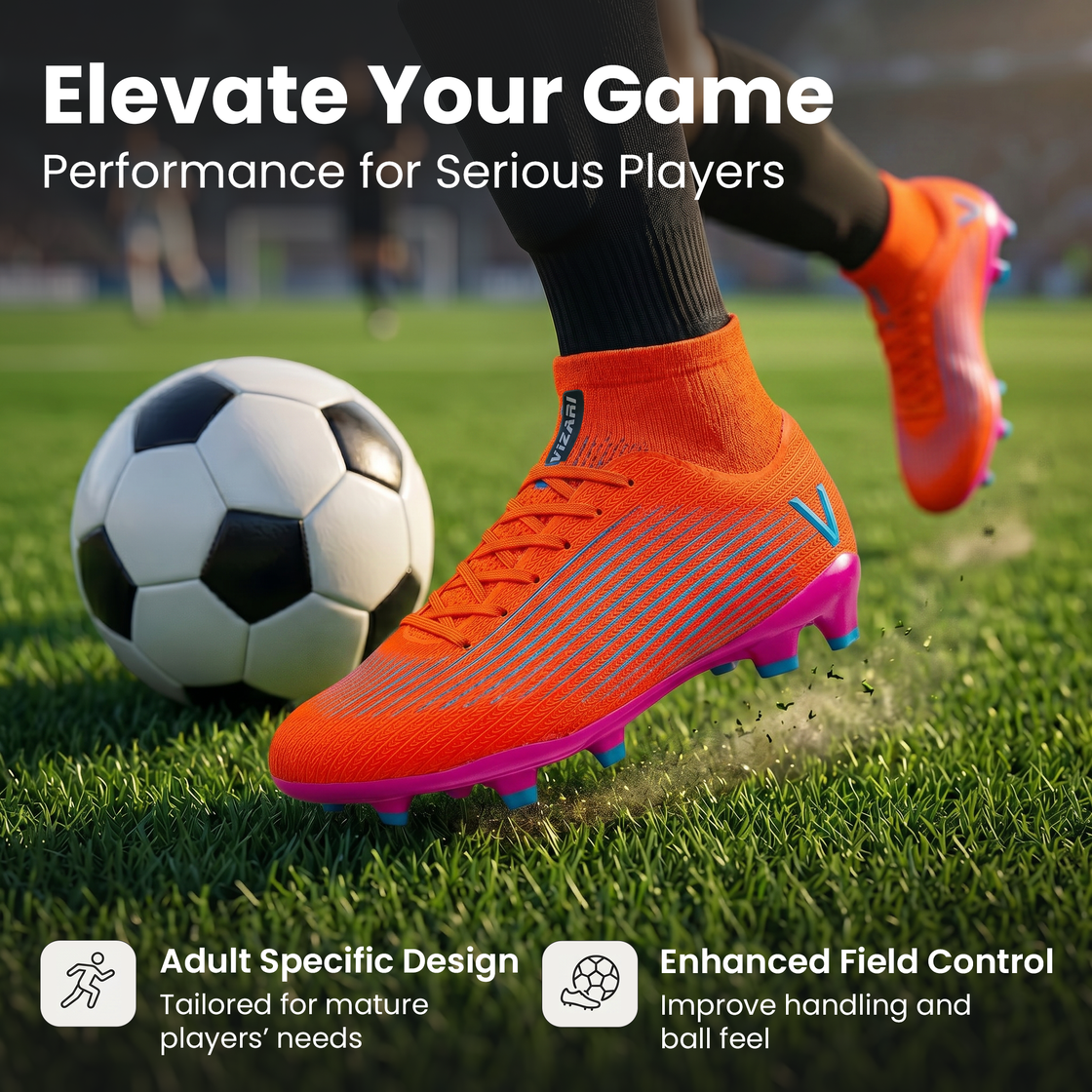 Terron Adult Firm Ground Soccer Cleats - Orange