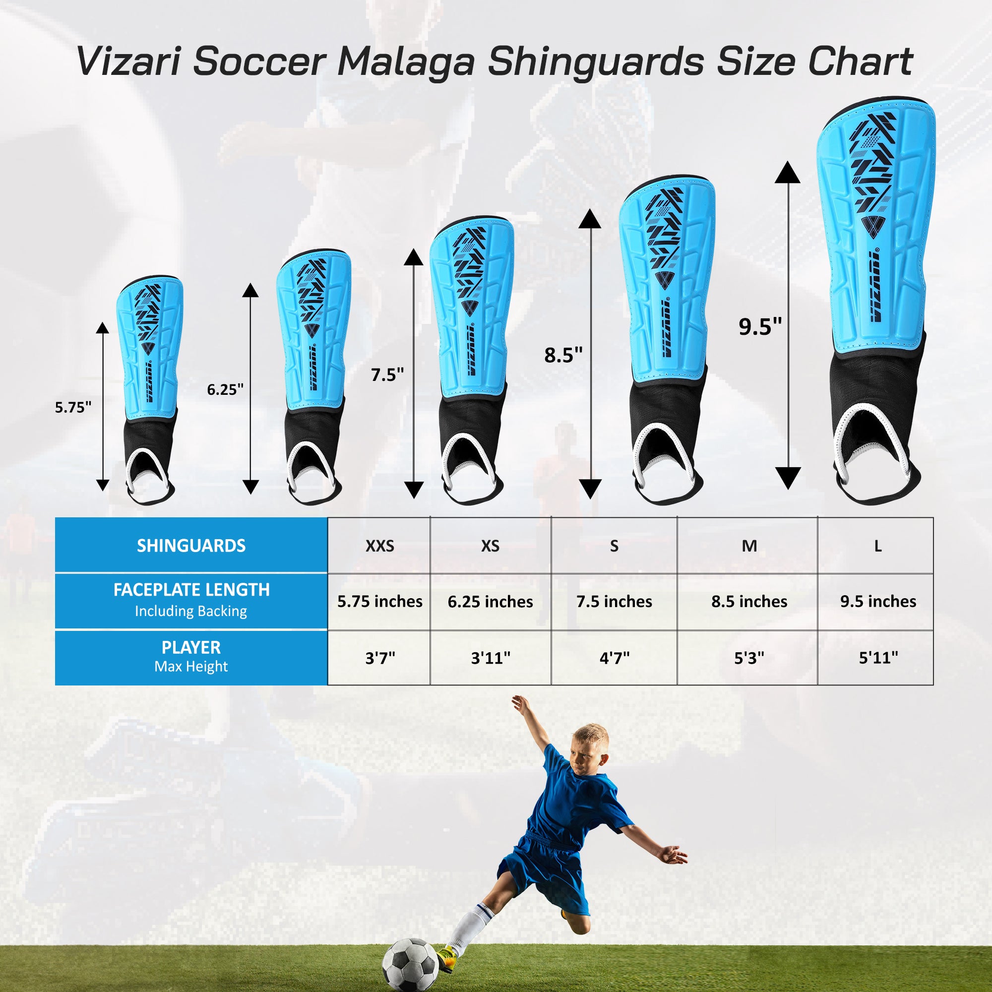 Malaga Soccer Shin Guard with Adjustable Straps-Blue/Black