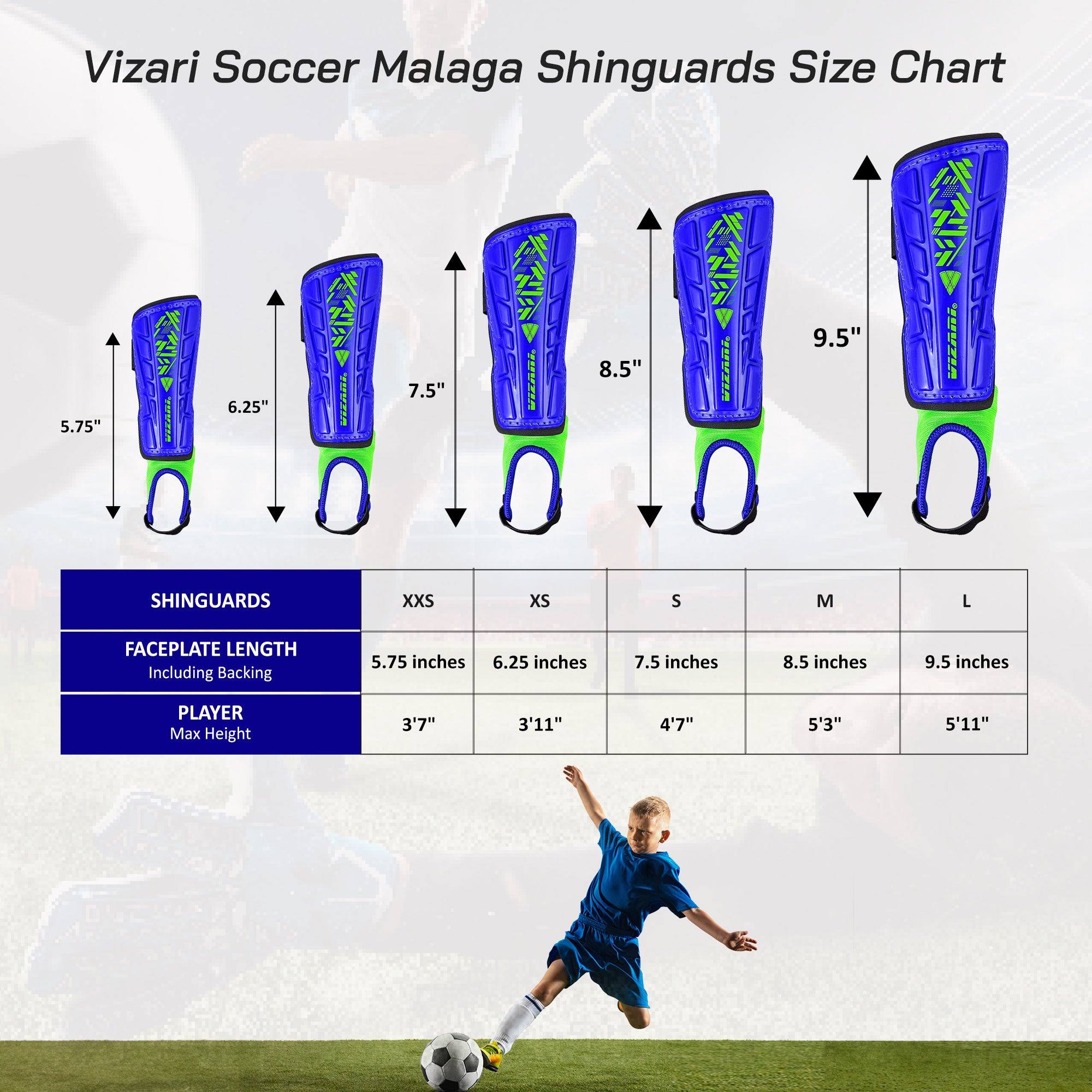 Malaga Soccer Shin Guard with Adjustable Straps-Blue/Green