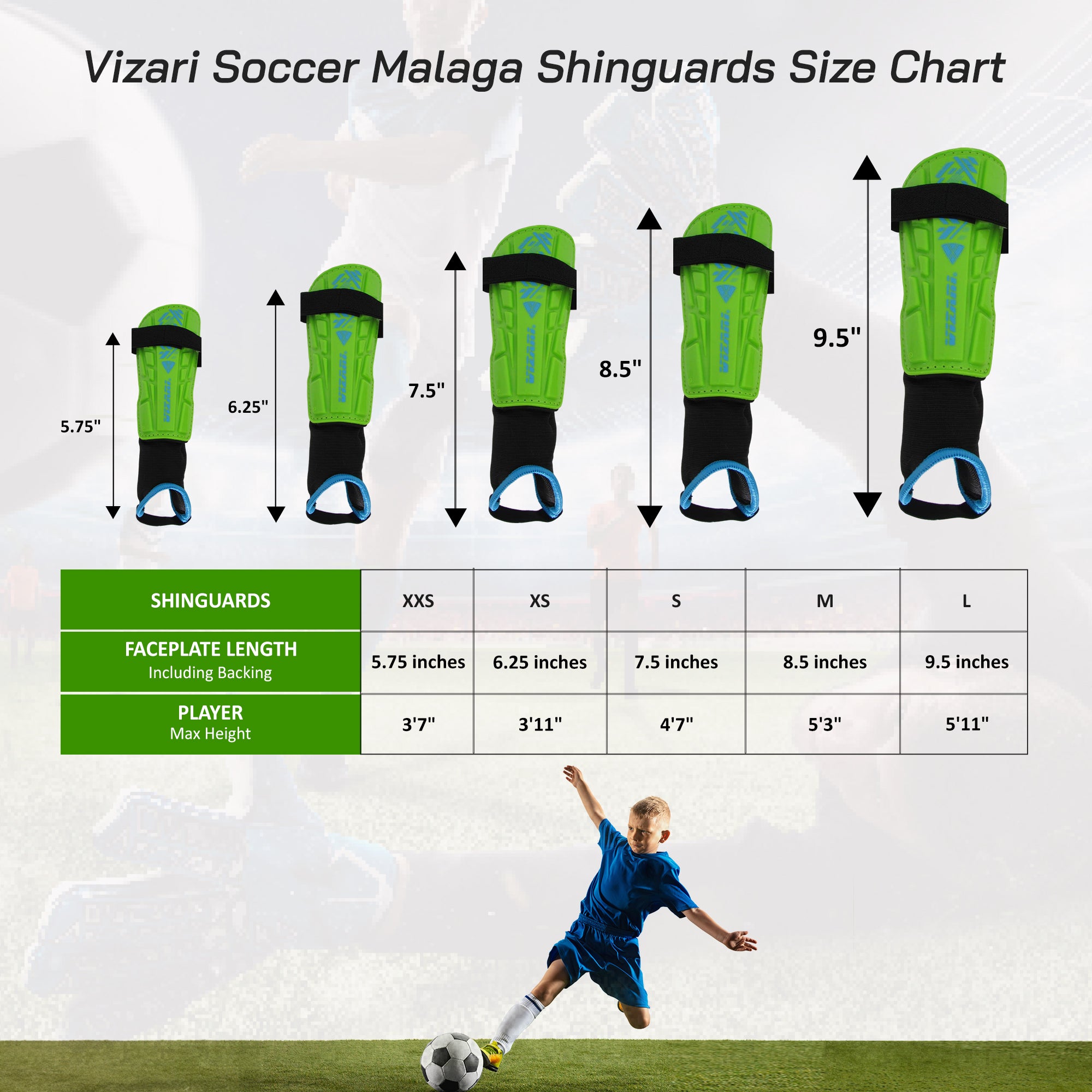 Malaga Soccer Shin Guard with Adjustable Straps-Green