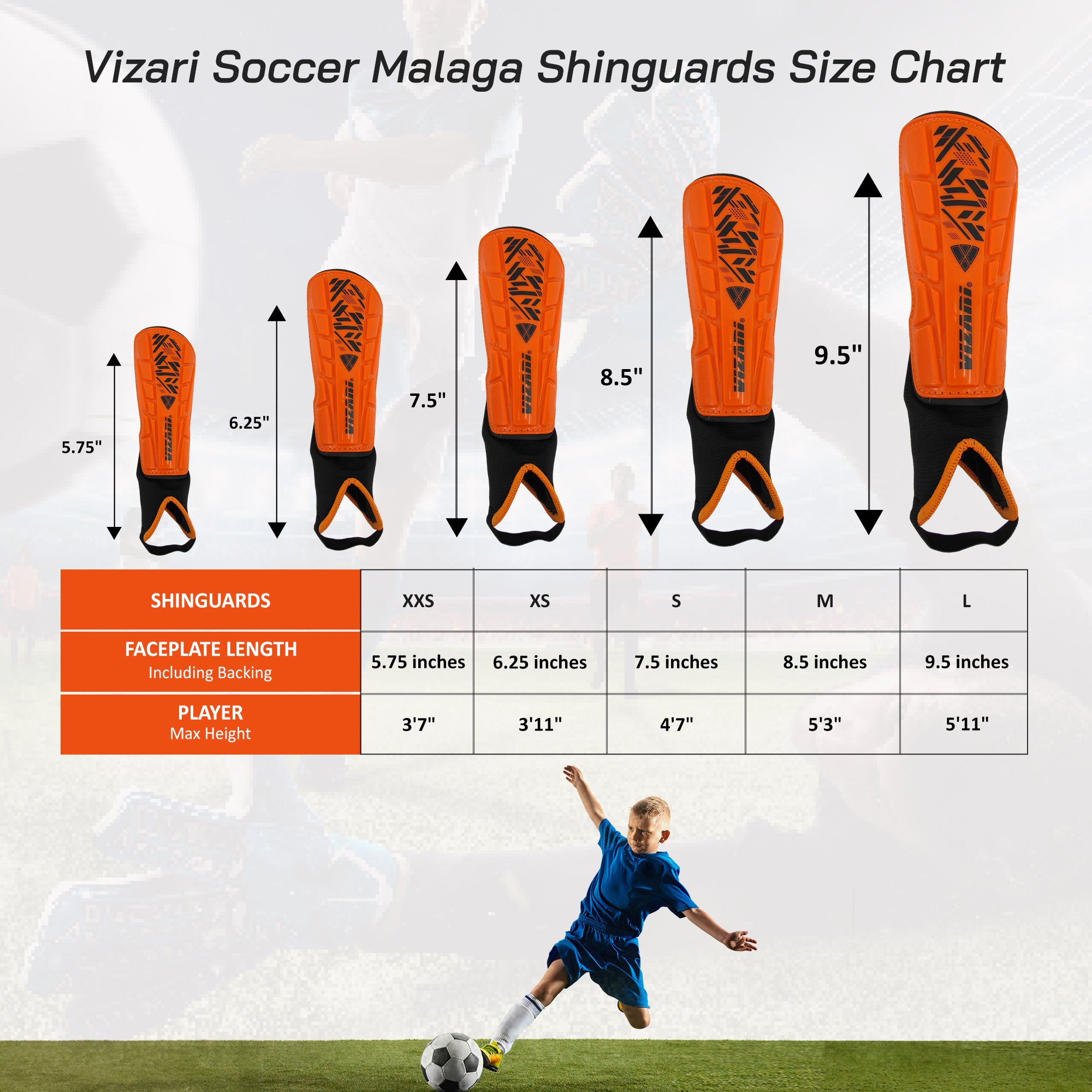 Malaga Soccer Shin Guard with Adjustable Straps-Orange/Black