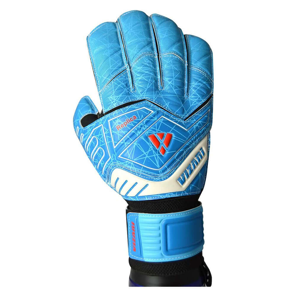 Replica F.P. Goalkeeper Gloves w/ Finger Support-Blue/Black/White - Vizari Sports