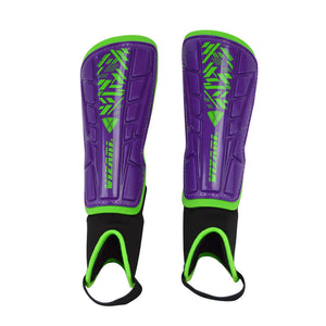 Malaga Soccer Shin Guard with Adjustable Straps-Purple/Green
