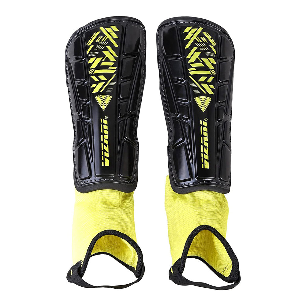 Malaga Soccer Shin Guard with Adjustable Straps-Black/Yellow