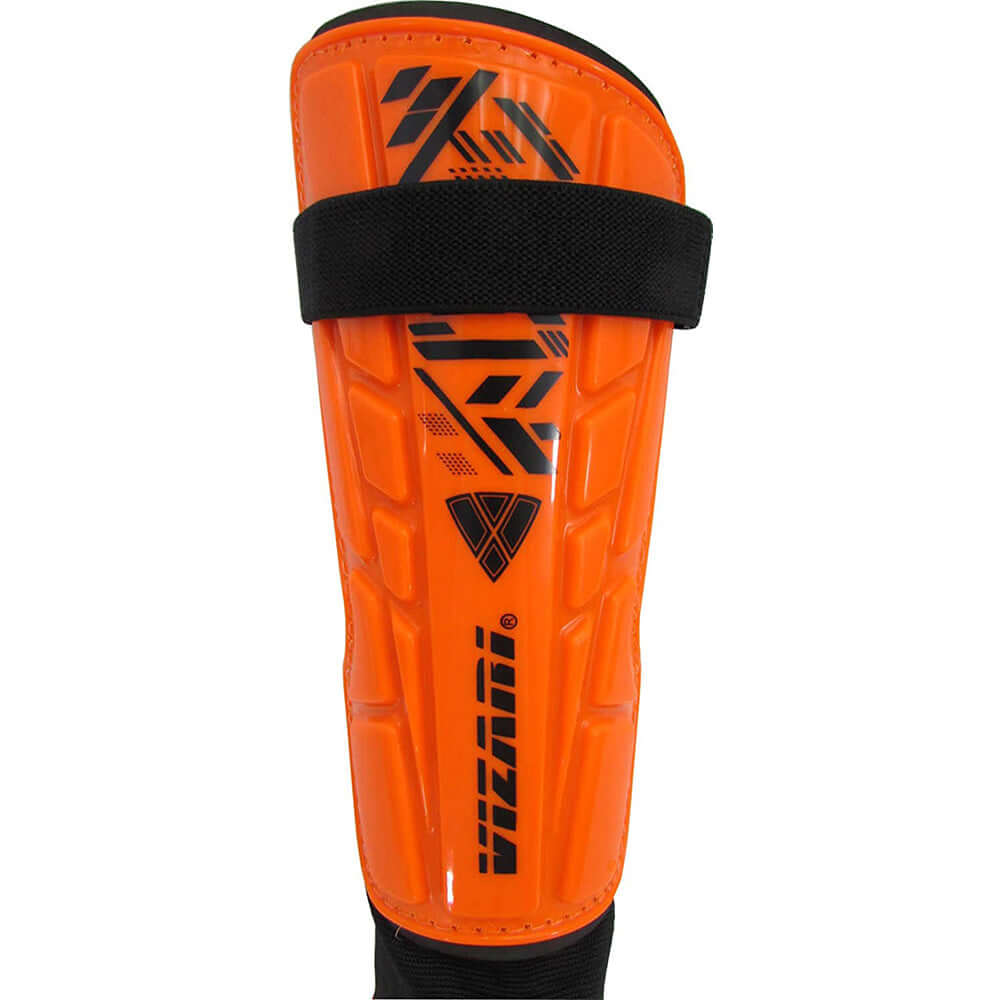 Malaga Soccer Shin Guard with Adjustable Straps-Orange/Black - Vizari Sports