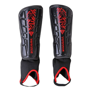 Malaga Soccer Shin Guard with  Adjustable Straps-Black/Red