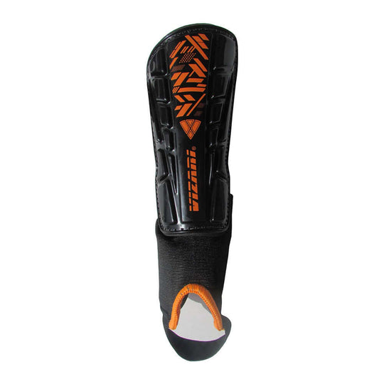Malaga Soccer Shin Guard with Adjustable Straps-Black/N. Orange - Vizari Sports