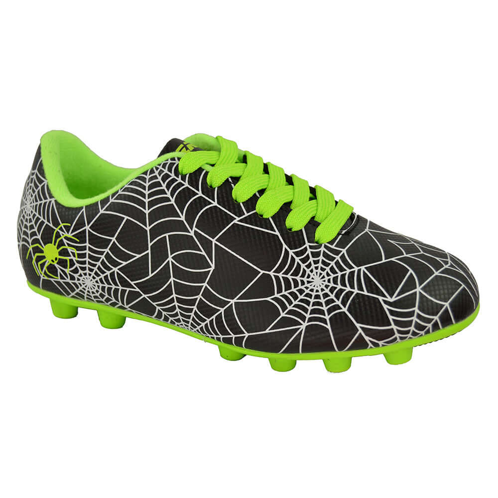 Kids Spiderweb Firm Ground Soccer Shoes -Black/White/Green - Vizari Sports