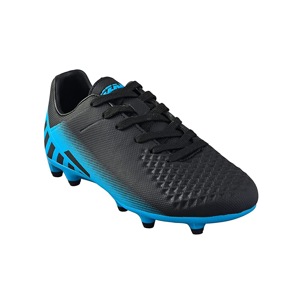 Santos Junior Firm Ground Soccer Shoes - Black/Sky Blue